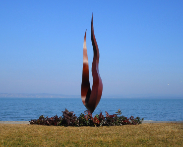 Flame garden artwork rusty iron